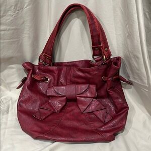 Jessica Simpson Red Shoulder Bag with Bow Accents